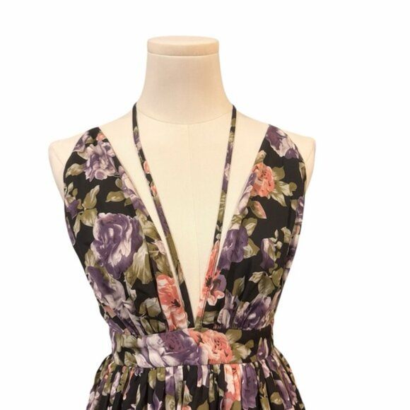 Windsor Floral Maxi Dress Black Purple Pink Small Boho Sundress Summer - Picture 5 of 14